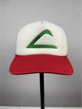 1990s Ash Ketchum Pokemon Red White Snapback Mesh Trucker Cap Cosplay Hat OTTO